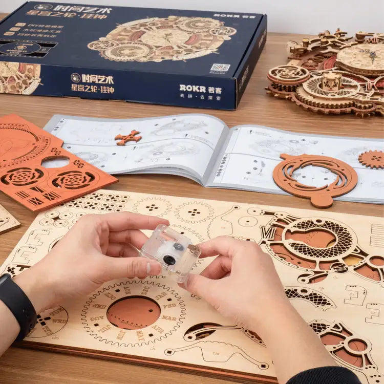 3D Holz Mechanische Zodiac-Uhr Puzzle