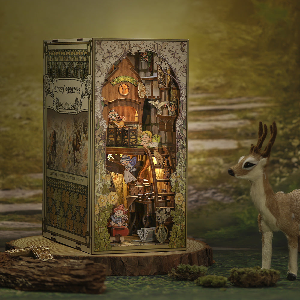 Book Nook DIY Miniatur Holzpuzzle Booknook Puppenhaus mit LED-Leuchten | 3D Buchstütze für Bücherregal-Dekoration, kreative Geschenke (Magische Nacht) – für Erwachsene Book Nook DIY Miniatur Holzpuzzle Booknook Puppenhaus mit LED-Leuchten | 3D Buchstütze für Bücherregal-Dekoration, kreative Geschenke (Magische Nacht) – für Erwachsene
